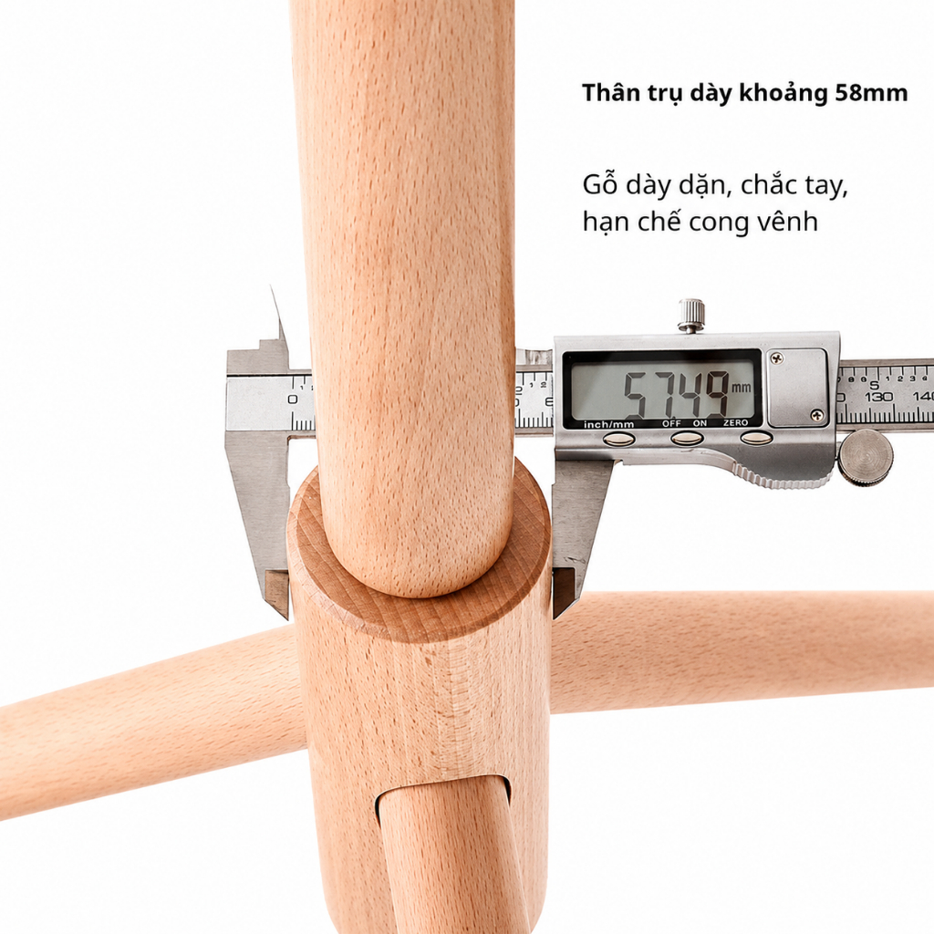 Cây treo quần áo gỗ CONOCO nhiều móc đế vững cho phòng ngủ màu nâu decor phòng ngủ