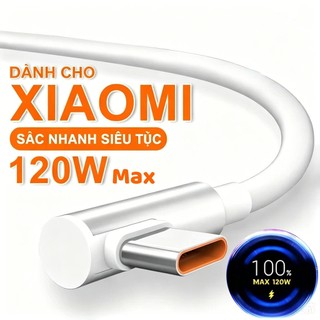 Cáp sạc nhanh 120W có thể uốn cong 90 độ, tương thích với Xiaomi 15 Ultra, Redmi Note15 Pro/14 Pro+, K70 và POCO X6