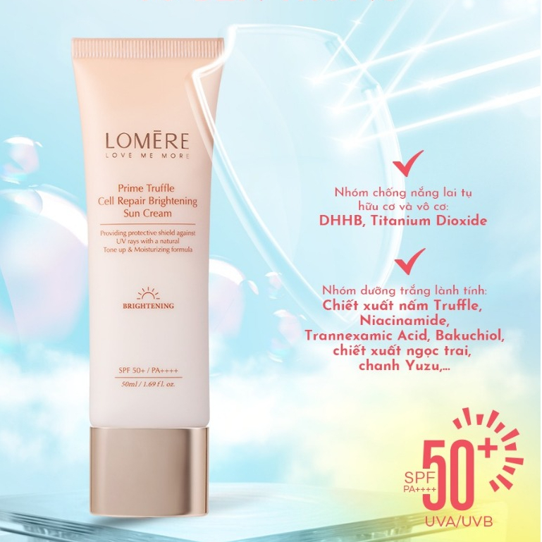 [MALL] Kem chống nắng dưỡng trắng phổ rộng LOMERE Prime Trufle Cell Repair Brightening Sun Cream 50ml