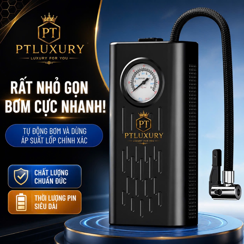 Máy bơm lốp ô tô không dây cầm tay sạc USB ngắt tự động, thiết kế nhỏ gọn công suất lớn