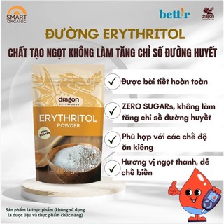 Đường ăn kiêng Erythritol hữu cơ zero sugar Dragon Superfoods 250g