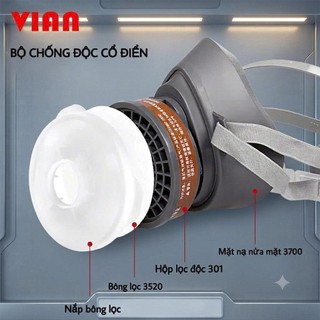 Mặt Nạ Phòng Độc Vian 370P Có Van Thở Lớn Chống Hóa Chất, Hơi Sơn, Khói Bụi Công Nghiệp