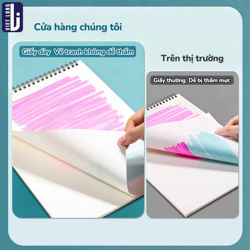 Vở Vẽ Giấy Dày Trắng Sáng, Sổ Sketch Chuyên Dụng Cho Học Sinh Mỹ Thuật, Vẽ Màu Không Lem Nhanh Khô Mực