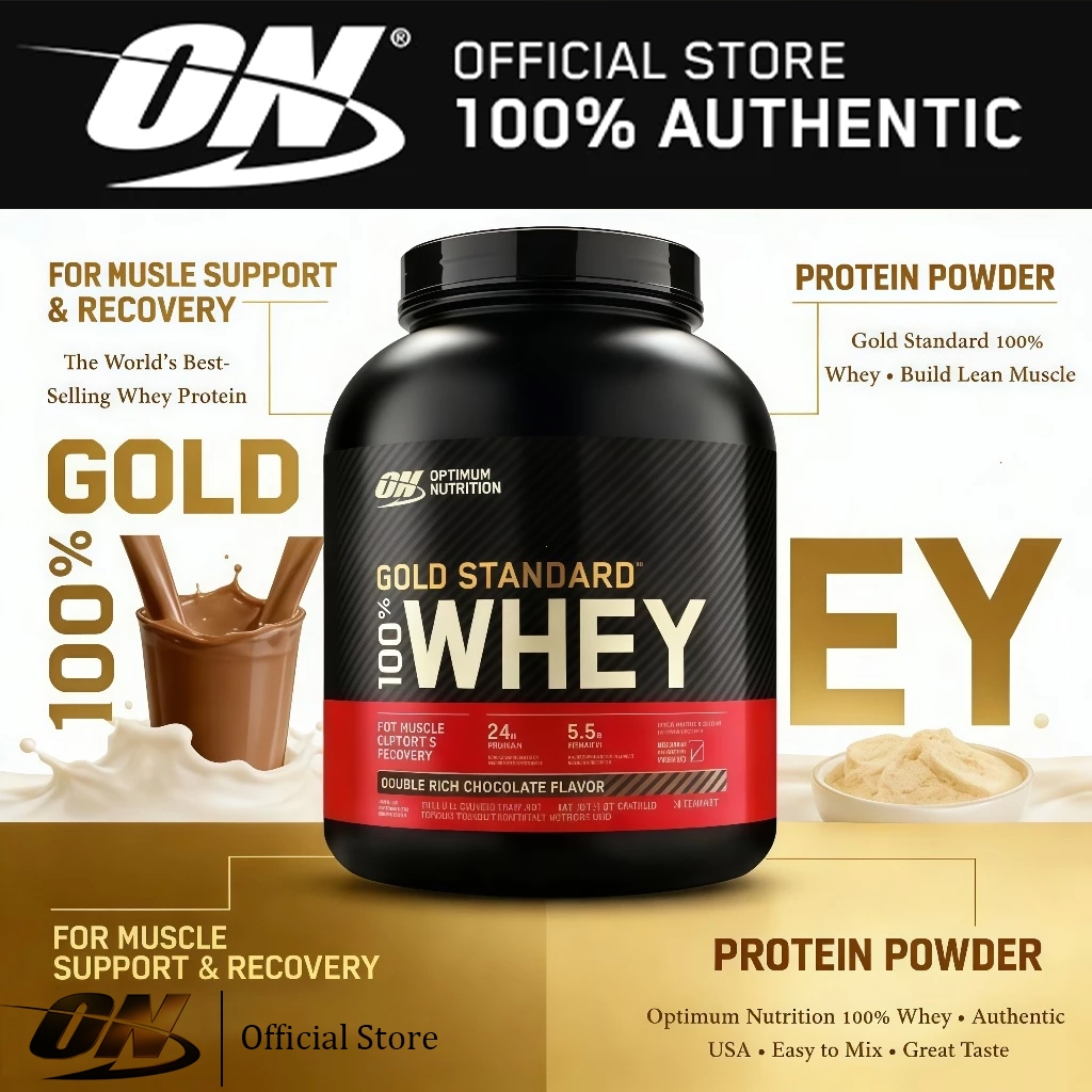 ON Whey Protein Gold Standard 100% Whey Isolate 5lbs - 24g Protein, 5.5g BCAA, 4g Glutamine, Double Rich Chocolate