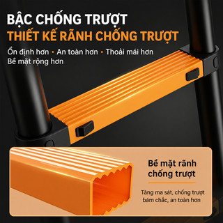 Thang Rút Nhôm Inox Chữ A Nhập Khẩu Thang gấp gọn dễ mang Lớp phủ chống gỉ Tải trọng 600KG