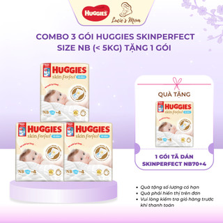 [MUA 3 TẶNG 1] Tã/Bỉm Dán Sơ Sinh Huggies SkinPerfect Size NB (<5kg) - Lucie's Mom