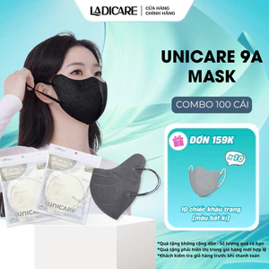 UNICARE Combo 100 cái Khẩu trang 9A UniMask chính hãng 5 lớp ôm hết mặt, siêu chống nắng ngăn khói bụi hiệu quả