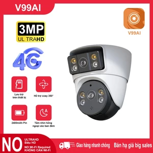 Camera an ninh 4G ngoài trời 2 màn hình 3MP pin 2400mAh nhìn đêm giám sát cửa hàng biệt thự