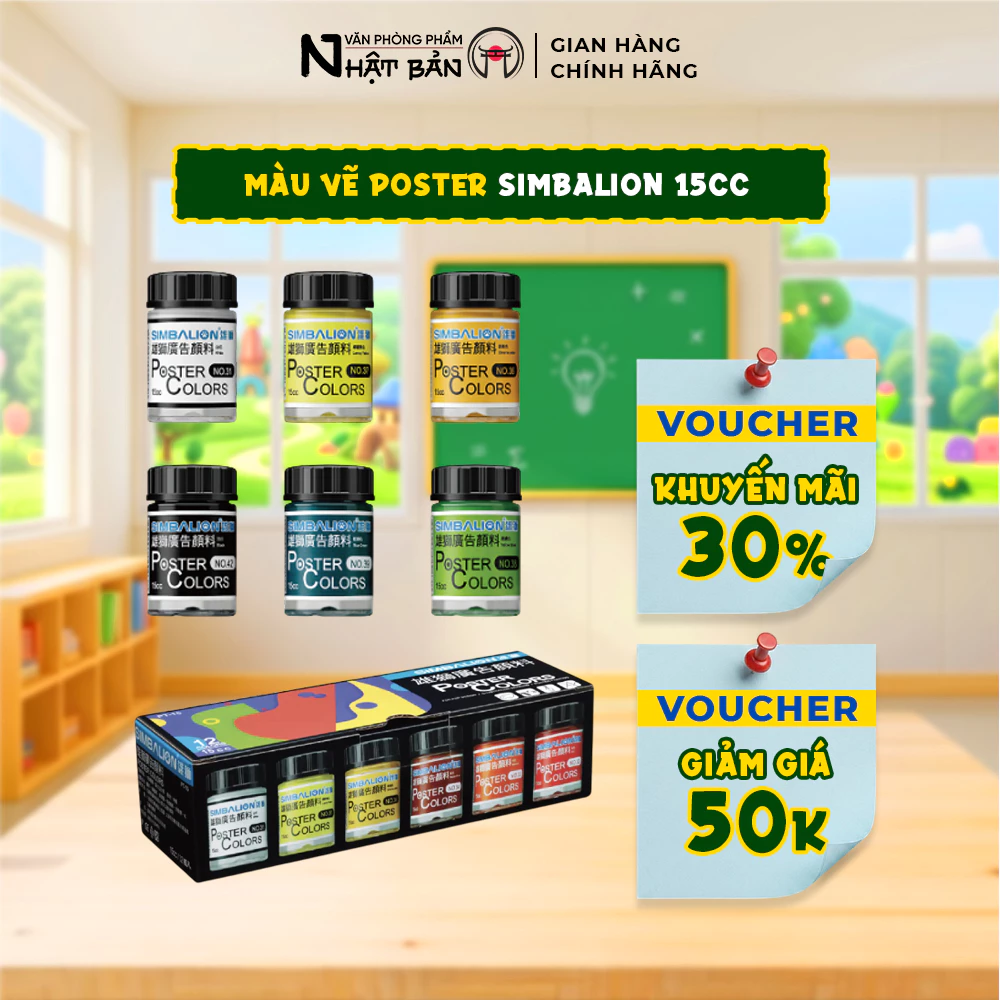 Màu Poster Simbalion 15CC 36 màu đẹp tự nhiên vẽ được lên mọi chất liệu