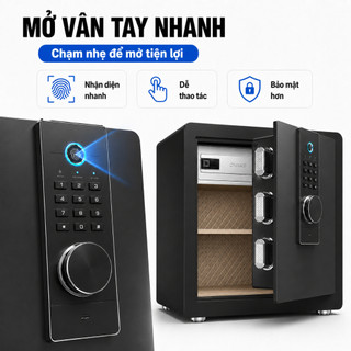 Két Sắt Điện Có Ngăn Phụ Riêng Tư, Mở Khóa Vân Tay/Mật Khẩu/Chìa Khóa,  Lót Da Cao Cấp, 3 Tầng Cho Gia Đình Văn Phòng