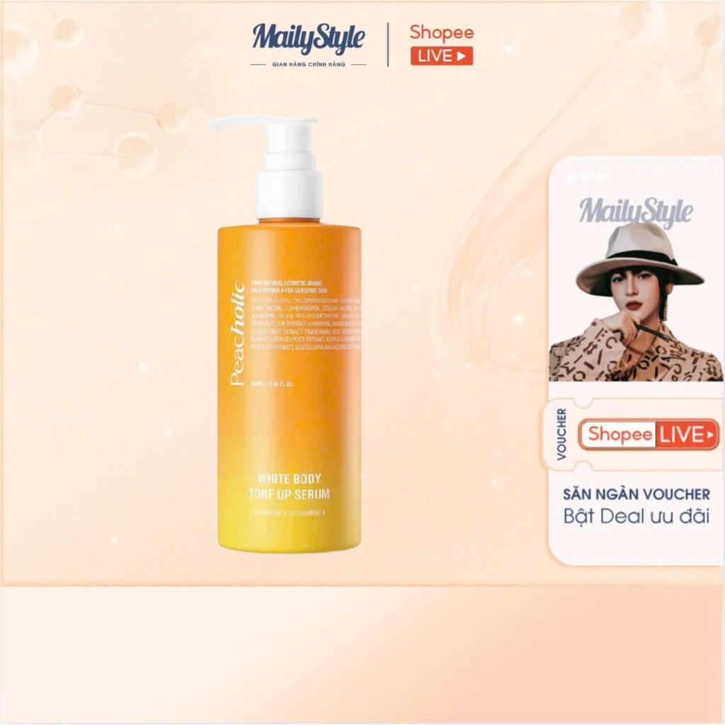 M39_[SVIP] Kem Nâng Tone Body Peacholic Hàn Quốc 250ml, Kem nâng tone làm trắng da không bết dính ( BAO BÌ MỜI))