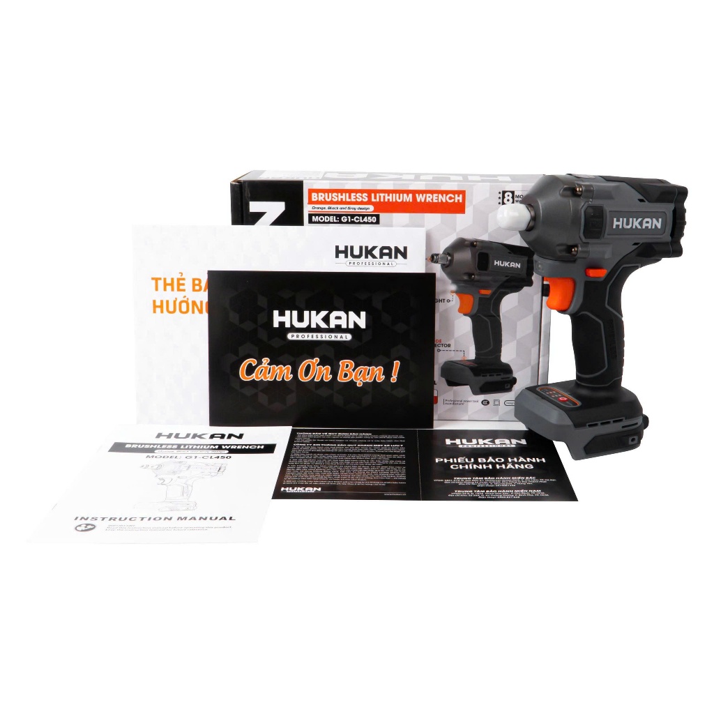 Thân Máy Siết BuLong 2Trong1 HUKAN G1-CL450 |21V | Lực Siết 450Nm| Không Chổi Than |Đầu 1/2 & 1/4 Inch |3 Cấp Tốc Độ