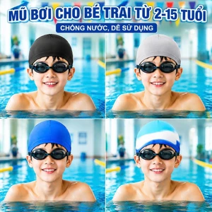 Mũ Bơi Silicon Trẻ Em 2-15 Tuổi Co Giãn Tốt Chống Nước Ôm Đầu Thoải Mái