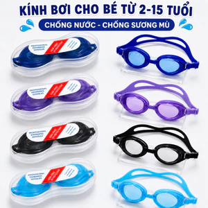 Kính Bơi Cho Bé 2-15 Tuổi Chống Nước Chống Sương Mù Có Hộp Đựng Cao Cấp