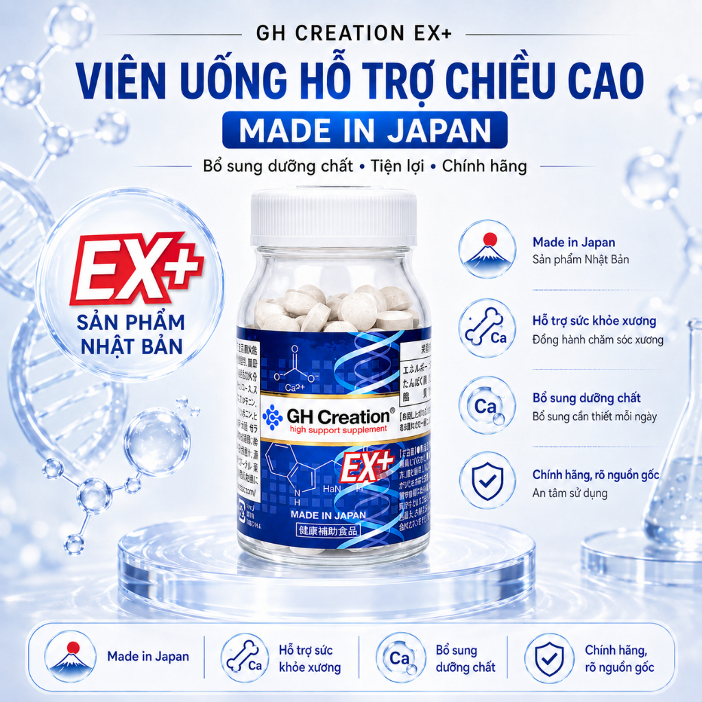 Viên Uống Hỗ trợ Tăng Chiều Cao GH Creation EX+ Nhật Bản Phát Triển Chiều Cao Lọ 270 Viên