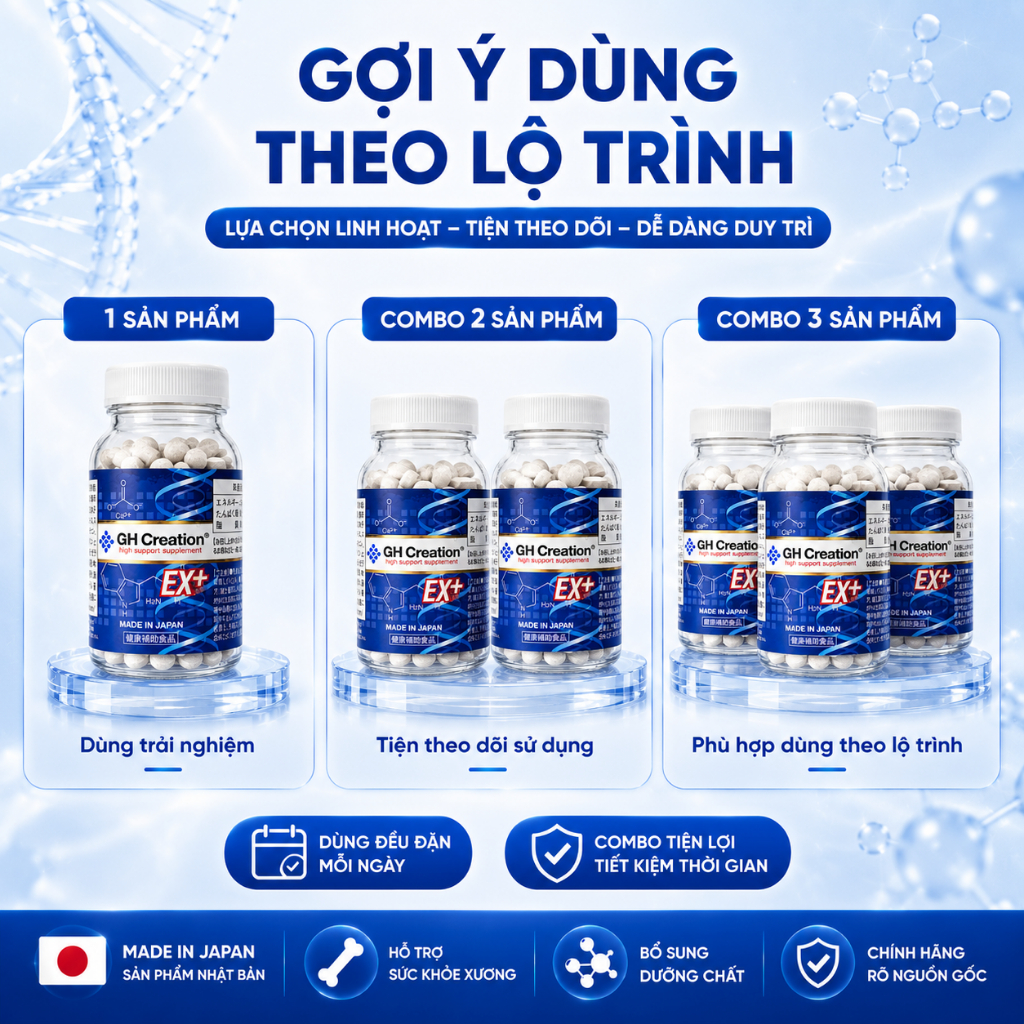 Viên Uống Hỗ trợ Tăng Chiều Cao GH Creation EX+ Nhật Bản Phát Triển Chiều Cao Lọ 270 Viên