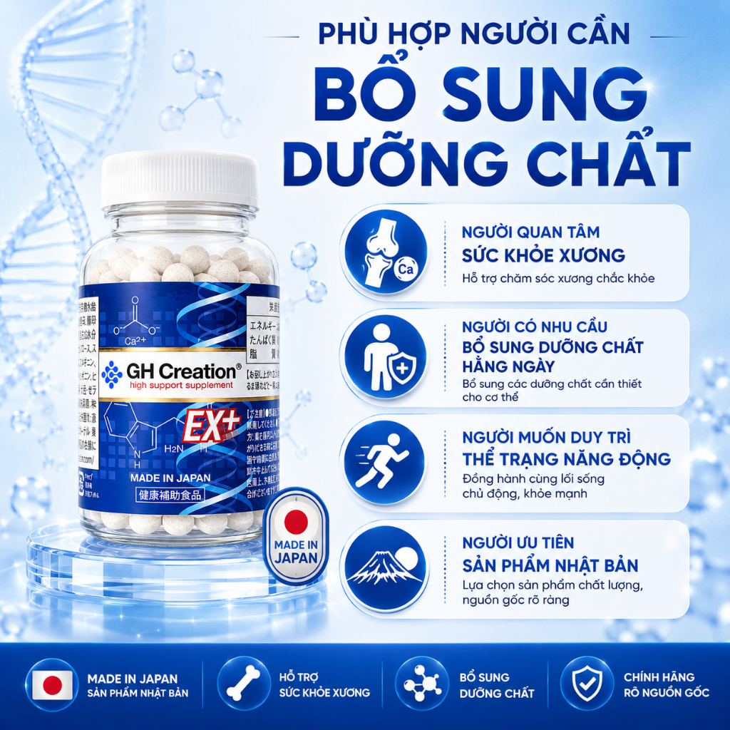Viên Uống Hỗ trợ Tăng Chiều Cao GH Creation EX+ Nhật Bản Phát Triển Chiều Cao Lọ 270 Viên