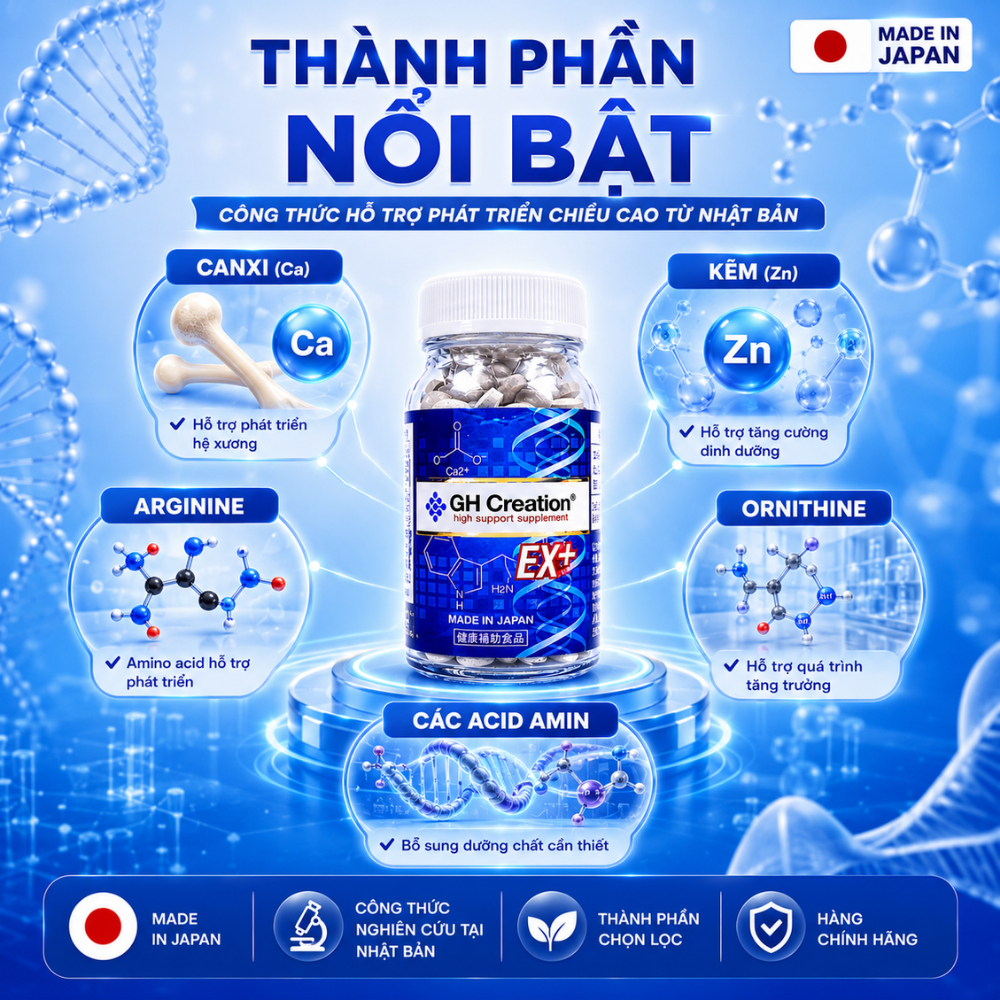 Viên Uống Hỗ trợ Tăng Chiều Cao GH Creation EX+ Nhật Bản Phát Triển Chiều Cao Lọ 270 Viên