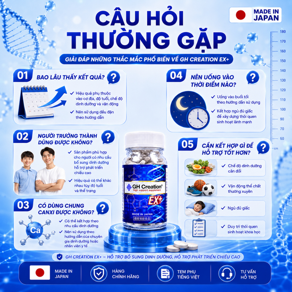Viên Uống Hỗ trợ Tăng Chiều Cao GH Creation EX+ Nhật Bản Phát Triển Chiều Cao Lọ 270 Viên