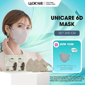 UNICARE Combo 200 Khẩu Trang 6D ProMask Thiết Kế 3 Lớp Mỏng Nhẹ, Quai Chun Êm Co Giãn Không Đau Tai, Chính Hãng