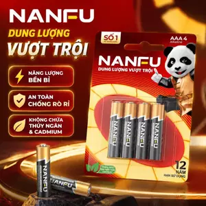 NANFU Pin Kiềm AA/AAA 4 Vien 1.5V – Vo Thép G5, Khong Hg Cd Pb, Khong Chay Nuoc, HSD 12 Nam