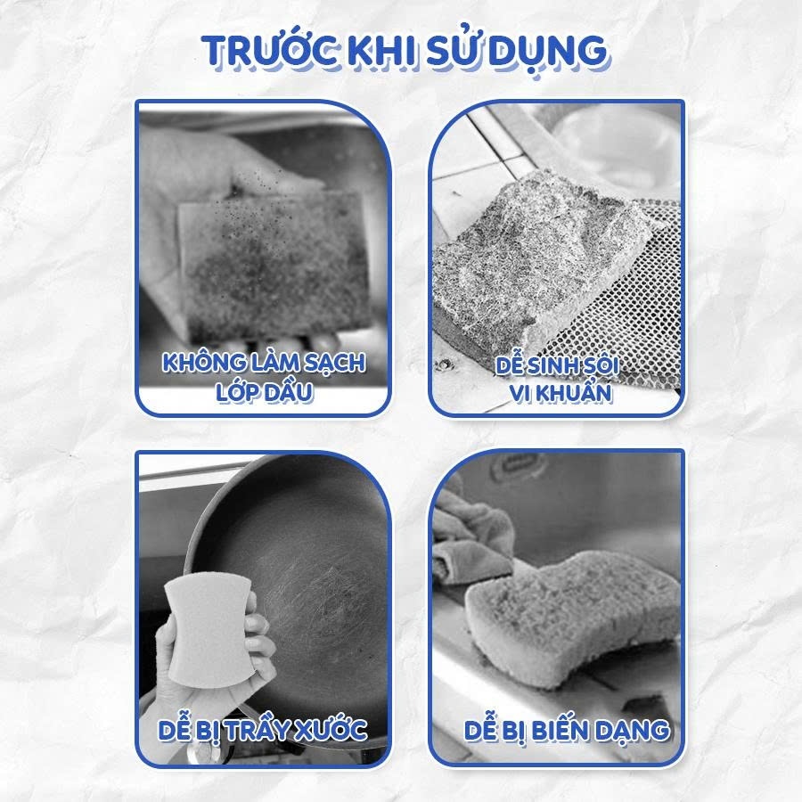 [SVIP] COMBO 3 Miếng rửa chén bột gỗ MyJae dễ dàng đánh bay dầu mỡ (3 miếng/gói)