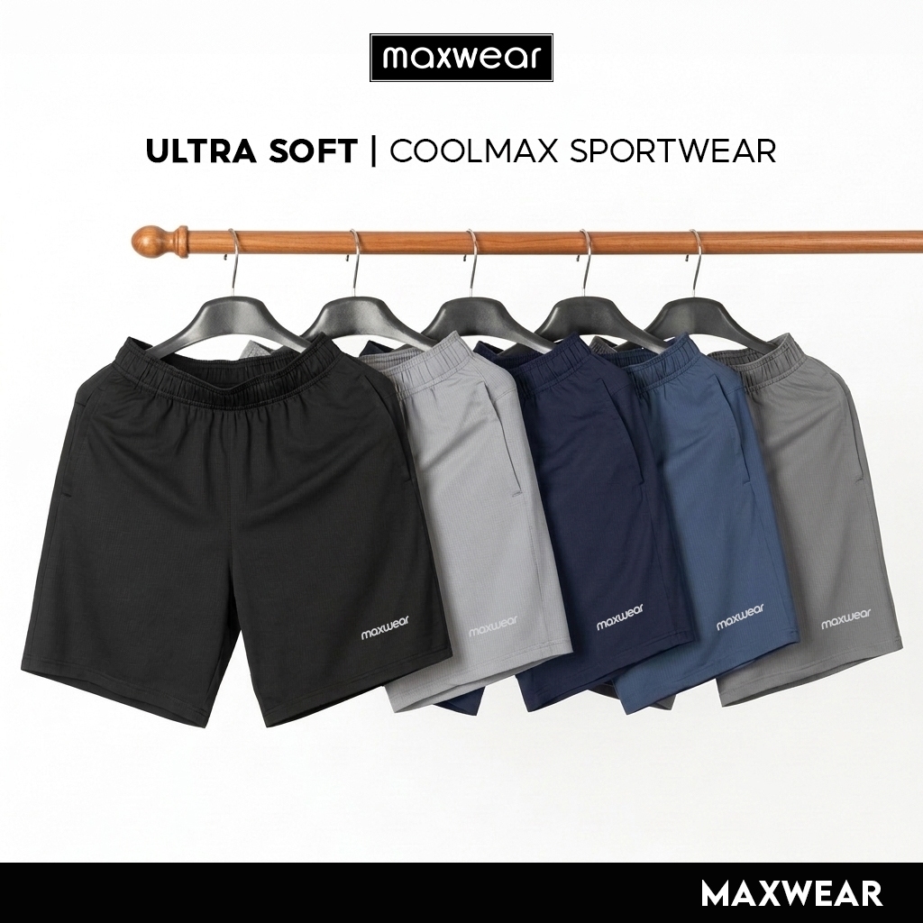 Combo 2 Quần Đùi Nam Thể Thao Maxwear Ultra Soft Vải Gió Mềm Thấm Hút Nhanh Khô Không Dính Da