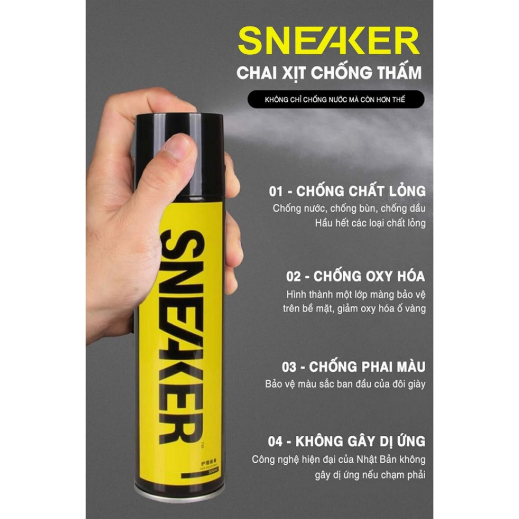 Chai xịt nano kháng thấm nước giày Sneaker 1 lọ 300ml, bình sịt dạng sương kháng nước, kháng bám bụi