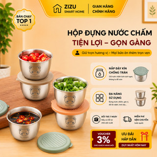 Hộp Đựng Nước Chấm Inox 304 50ml - Chén Đựng Nước Chấm Có Nắp, Chống Tràn,Không Gỉ, An Toàn Tiện Lợi