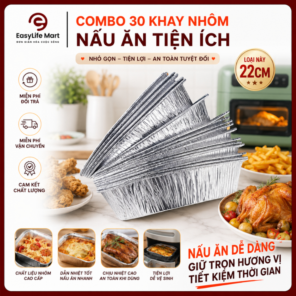 Khay Nướng Nhôm 22cm Chống Dính Phù Hợp Nồi Chiên Không Dầu Và Lò Nướng