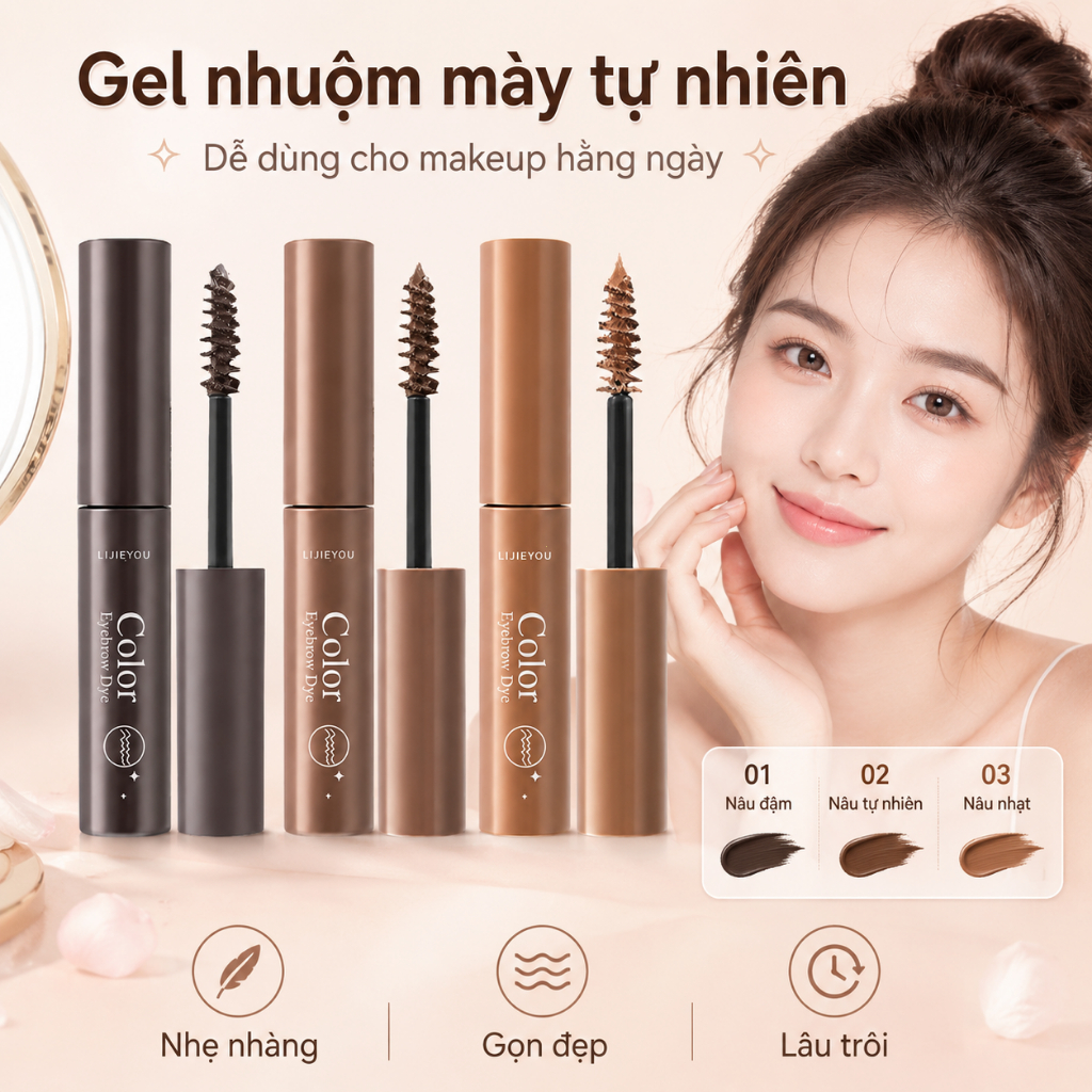 Gel Vuốt Lông Mày Nhanh Khô - Mascara Kẻ Mày Siêu Tốc Chống Nước, Định Hình Tự Nhiên