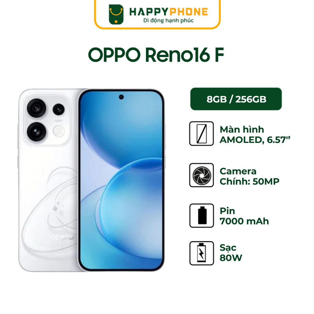 [Kích Tháng 9] Điện Thoại Oppo Reno16 F 8GB/256GB - Hàng Chính Hãng