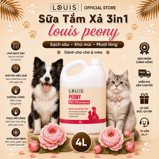 Sữa Tắm Xả Cho Chó Mèo 3in1 Louis Peony 4L, Sữa Tắm Kiêm Dầu Xả Chó Mèo Thú Cưng Chính Hãng