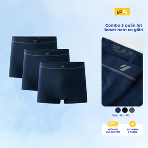 Combo 3 quần lót boxer nam yody dệt liền cạp mềm, kháng khuẩn,thấm hút tốt MCUN26A005