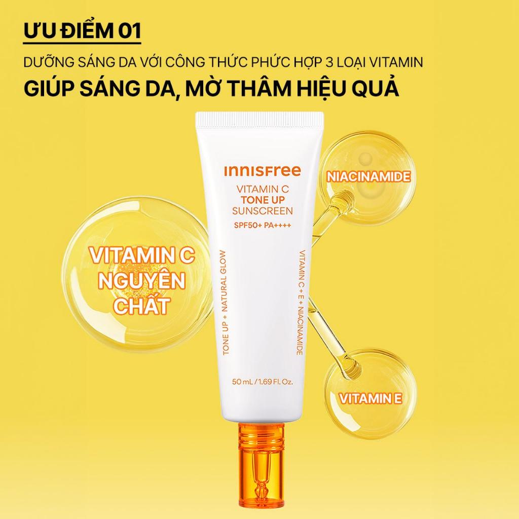 Kem chống nắng Vitamin C nâng tông sáng da SPF 50+ PA++++ 50mL