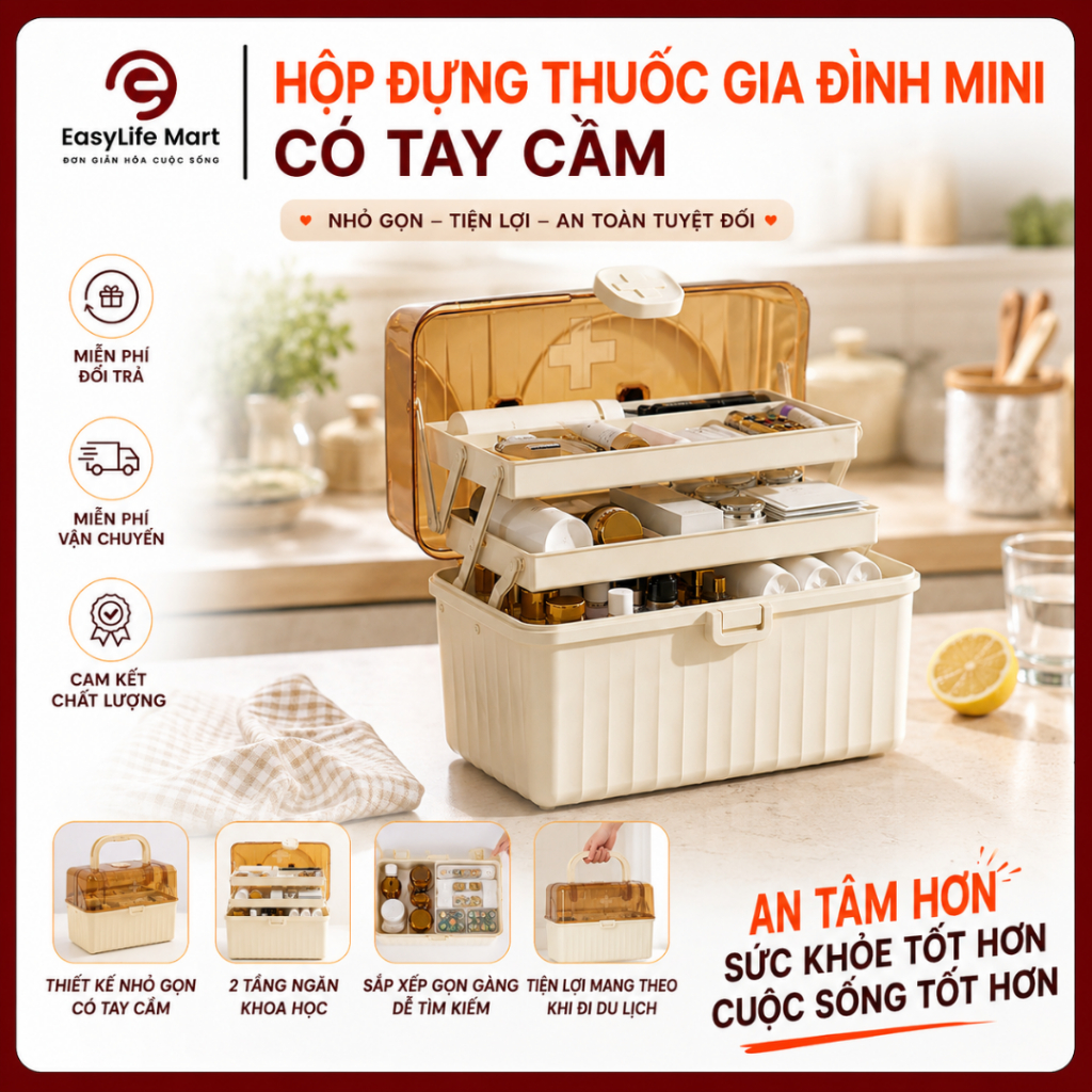 Hộp Đựng Thuốc Gia Đình Dạng Tủ Mini, Tiện Dụng Để Sắp Xếp Thuốc Men, Đồ Y Tế Và Mỹ Phẩm Gọn Gàng