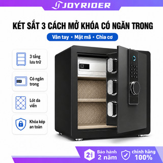 Két Sắt Điện Có Ngăn Phụ Riêng Tư, Mở Khóa Vân Tay/Mật Khẩu/Chìa Khóa,  Lót Da Cao Cấp, 3 Tầng Cho Gia Đình Văn Phòng