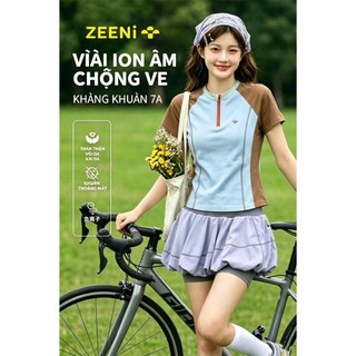 ZEENi Áo thun 100% cotton, kháng khuẩn 7A, dáng ôm, tay ngắn, thích hợp cho nữ chạy bộ và đạp xe.