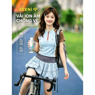 ZEENi Áo thun 100% cotton, kháng khuẩn 7A, dáng ôm, tay ngắn, thích hợp cho nữ chạy bộ và đạp xe.