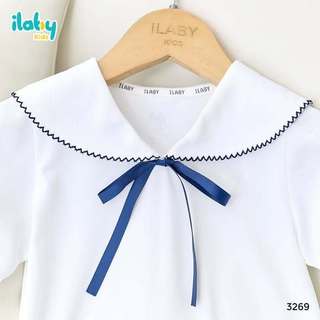 Set đồ đi học bé gái ILABY HCM áo sơ mi trắng cổ thủy thủ và chân váy xếp ly phù hợp đi học, di chơi cho bé [3269+3227]