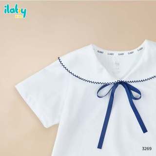 Set đồ đi học bé gái ILABY HCM áo sơ mi trắng cổ thủy thủ và chân váy xếp ly phù hợp đi học, di chơi cho bé [3269+3227]