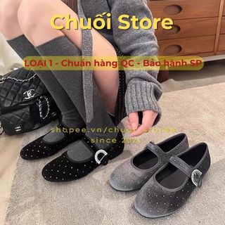 Giày bệt nữ da PU tổng hợp dệt vải đế cao su xinh xắn đáng yêu nhẹ chân êm ái