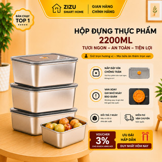 Hộp Đựng Thực Phẩm Inox 2200ml - Khay Đựng Có Nắp Đậy, Bảo Quản Tủ Lạnh