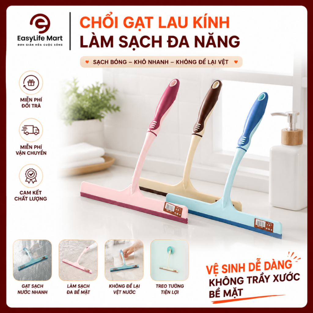 Cây Gạt Kính Cầm Tay  Mini, Thiết Kế Tiện Lợi, Lau Sạch Mọi Bề Mặt