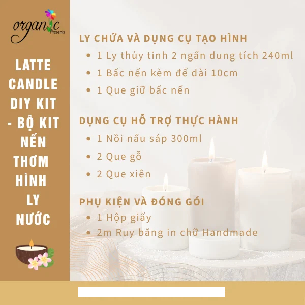 LATTE CANDLE DIY KIT (BỘ KIT LÀM NẾN THƠM HÌNH LY NƯỚC - KÈM VIDEO HƯỚNG DẪN)
