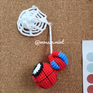 MÓC KHOÁ LEN handmade Người nhện Spiderman đu dây có mạng nhện size to