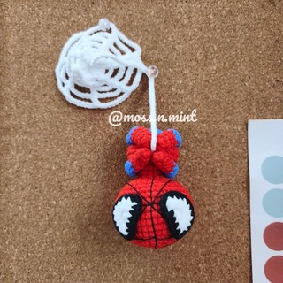 MÓC KHOÁ LEN handmade Người nhện Spiderman đu dây có mạng nhện size to