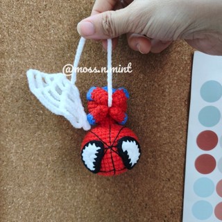MÓC KHOÁ LEN handmade Người nhện Spiderman đu dây có mạng nhện size to