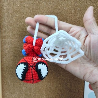 MÓC KHOÁ LEN handmade Người nhện Spiderman đu dây có mạng nhện size to