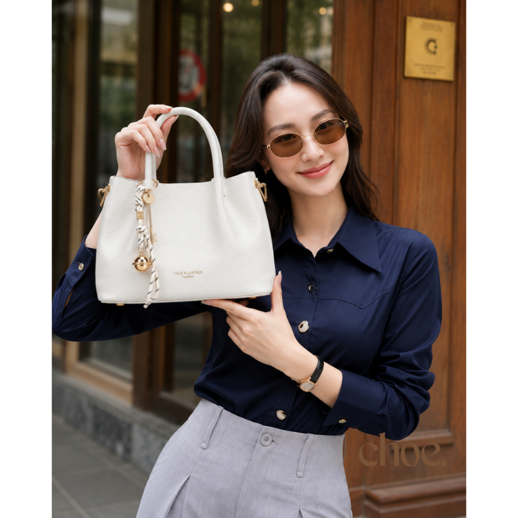 [VOUCHER 100K+TẶNG CHARM] Túi Xách  Công Sở CHOÉ Da PU Cao Cấp Hai Quai Form Cứng Thanh Lịch Kèm Dây Đeo Chéo 6378